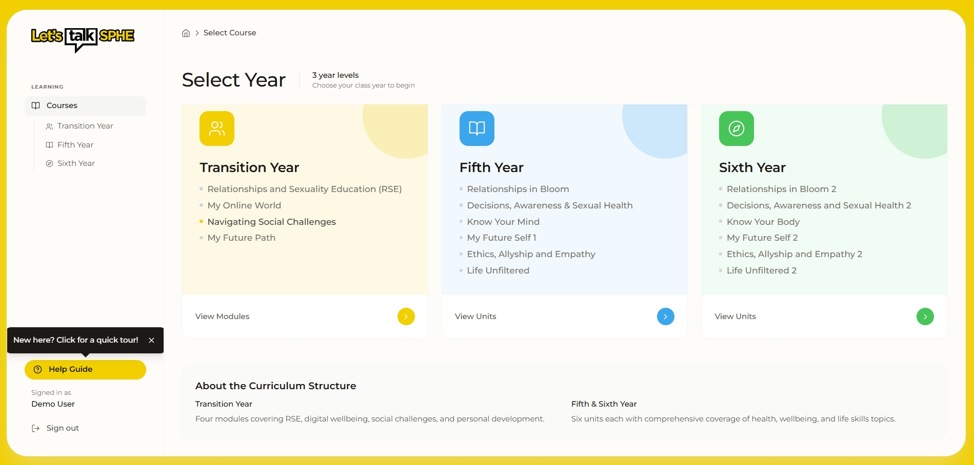 Let's Talk SPHE Dashboard